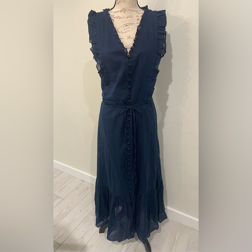 Ralph Lauren Blue Label Sleeveless Ruffled Maxi Dress 100% Cotton EUC - Picture 8 of 11